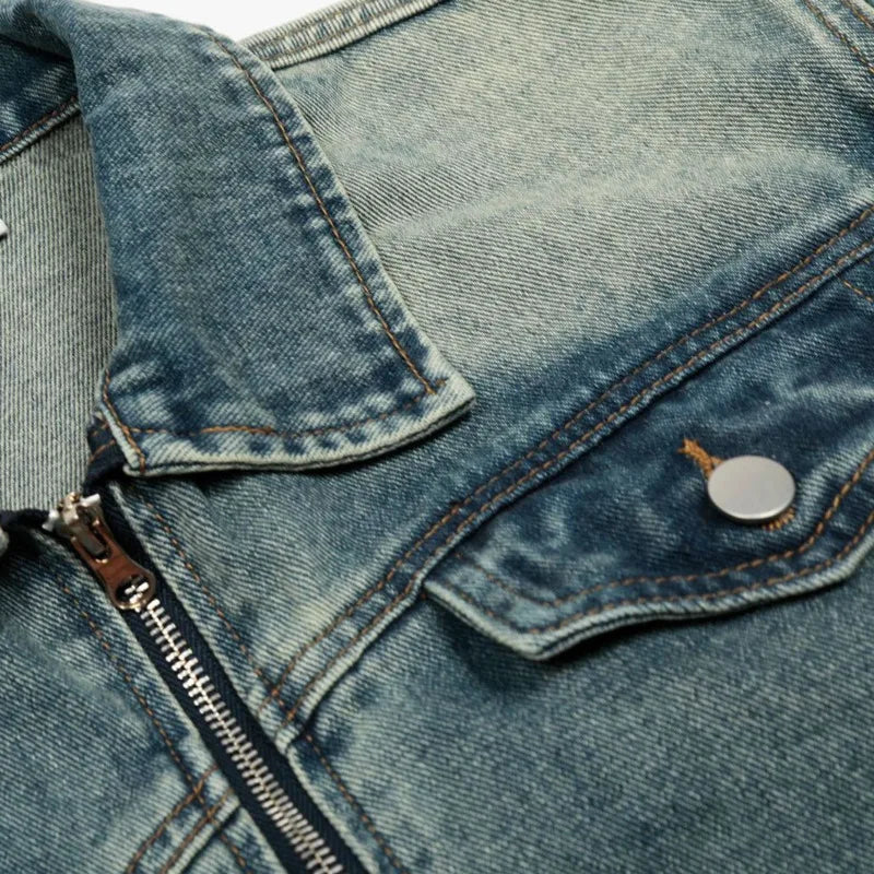Y2K American Washed Distress Denim Jacket