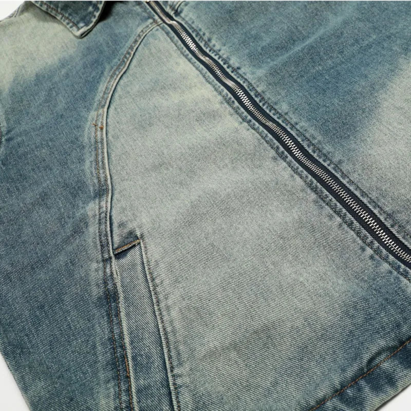 Y2K American Washed Distress Denim Jacket