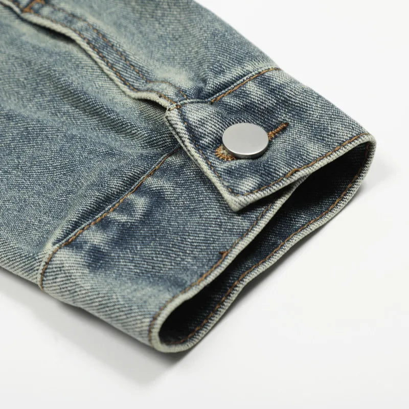 Y2K American Washed Distress Denim Jacket