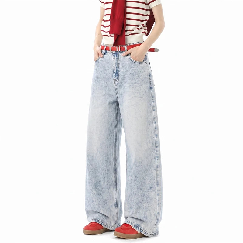 Y2K American Wing Print Wide Leg Relaxed Jeans