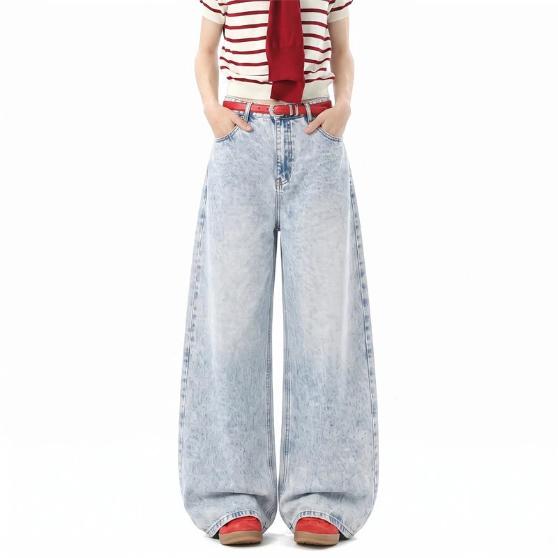 Y2K American Wing Print Wide Leg Relaxed Jeans