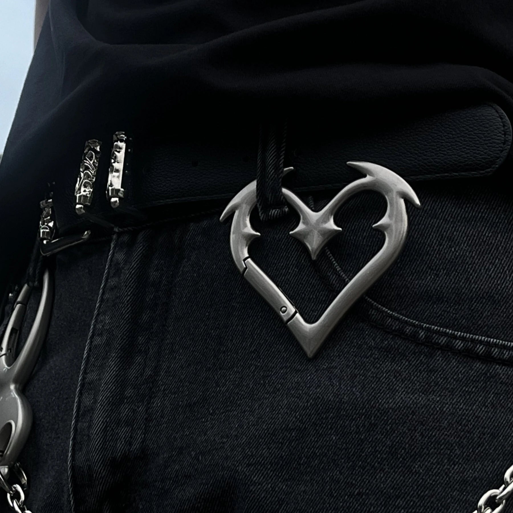 Y2K Angel Heart Belt Loop Carabiner Keychain