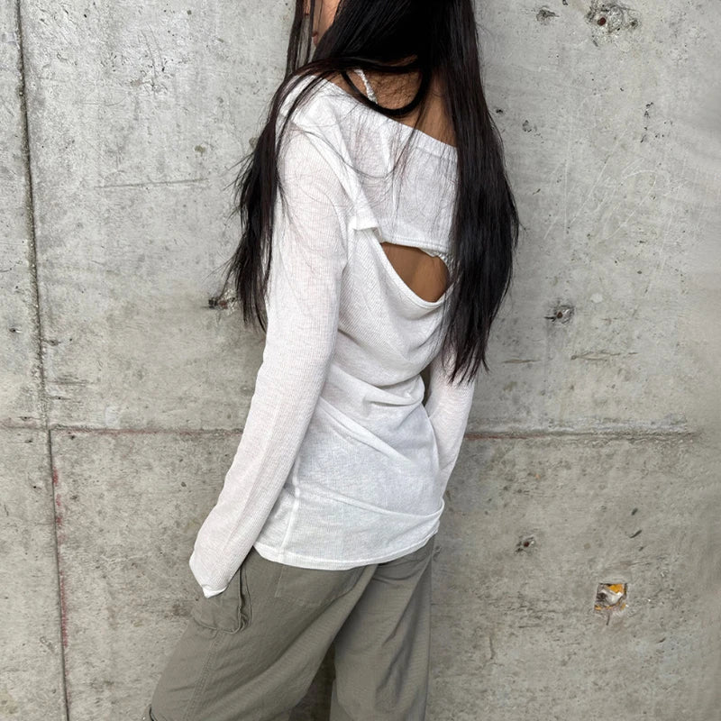 Y2K Angelic Wings Tattoo Graphic Grunge Long Sleeve Top
