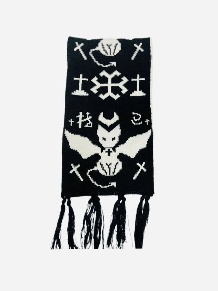 Y2K Angellic Devil Graphic Shawl Scarf