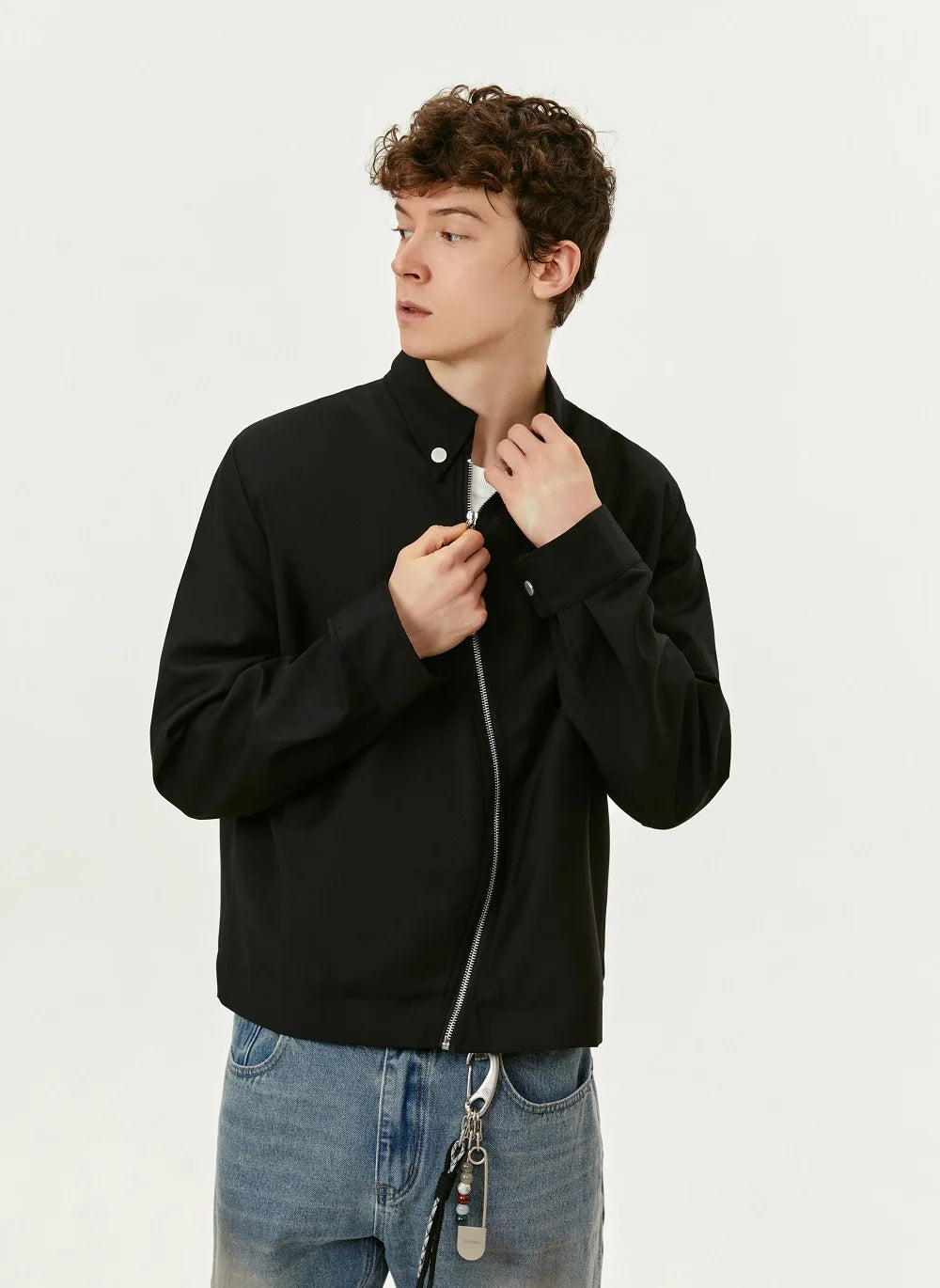 Y2K Asymmetrical Diagonal Full Zip Up Jacket