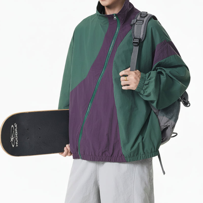 Y2K Athleisure Irregular Zip Shell Windbreaker Jacket