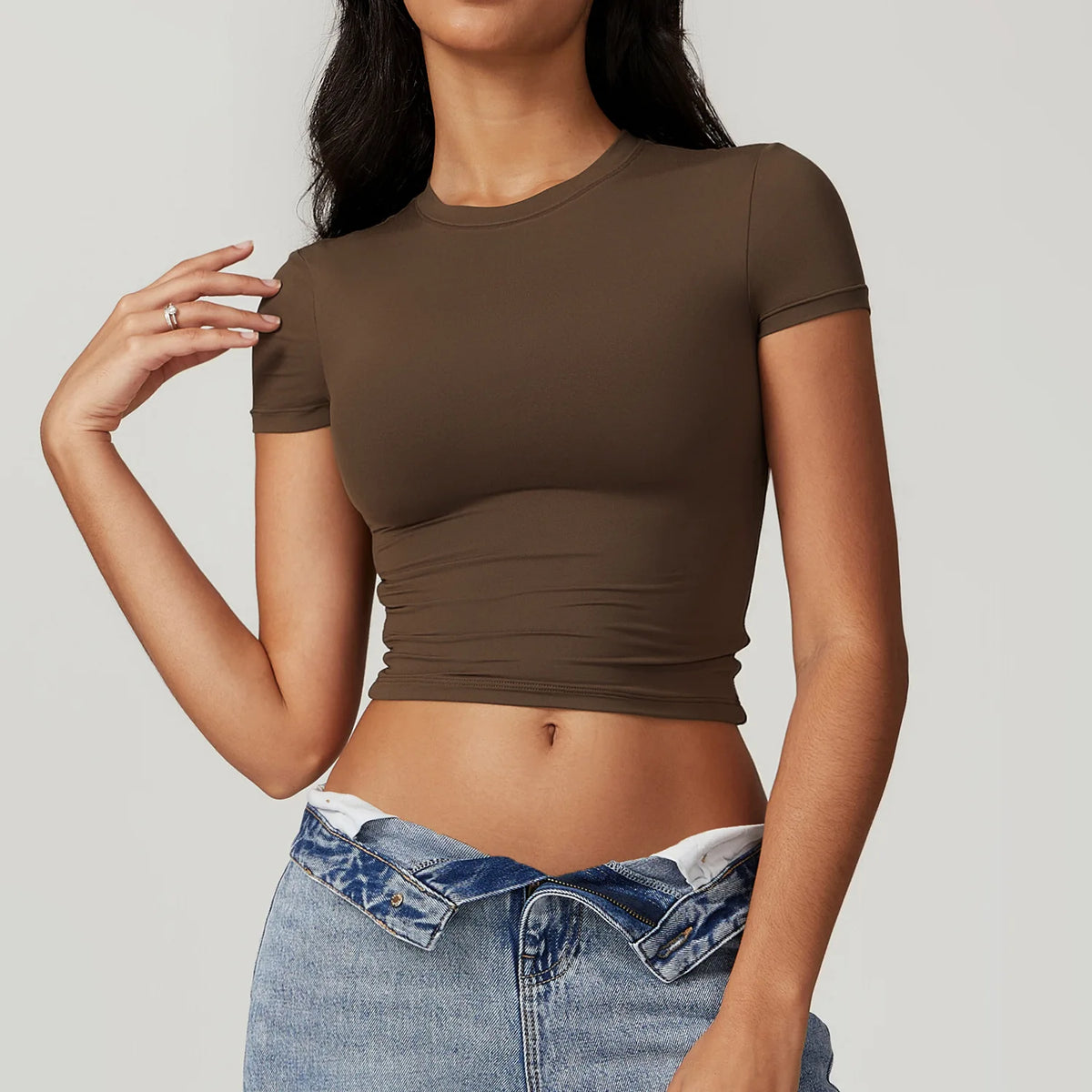 Y2K Athleisure Yoga Baby Tee Crop Top