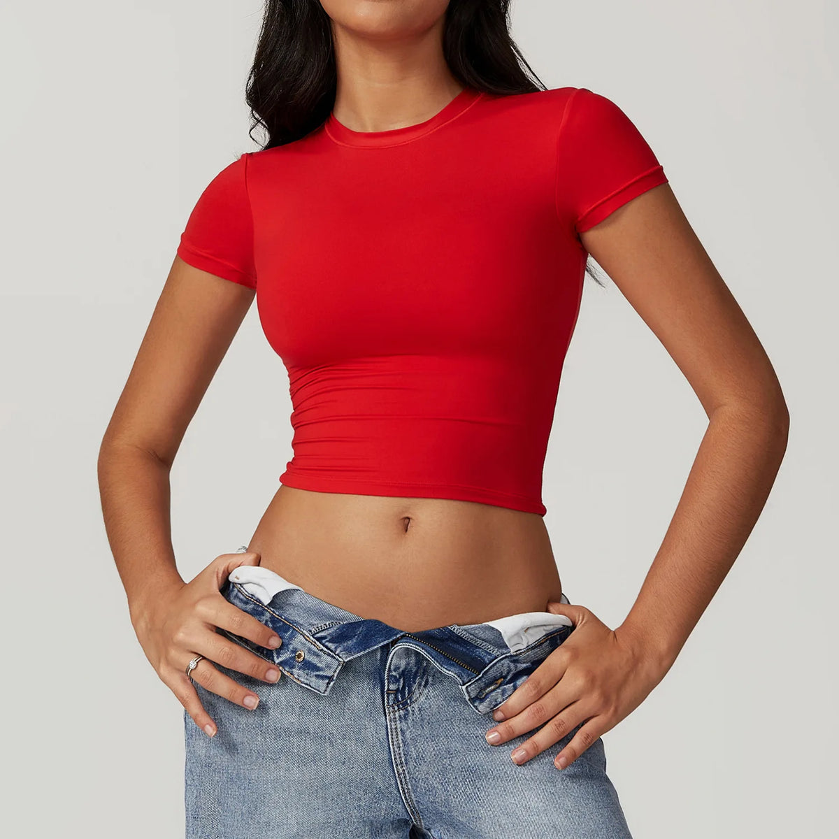Y2K Athleisure Yoga Baby Tee Crop Top
