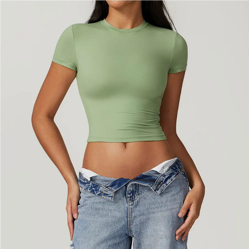Y2K Athleisure Yoga Baby Tee Crop Top