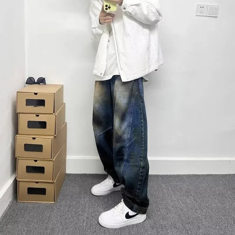 Y2K Autumn Graffiti Painted Wide Leg Baggy Jeans
