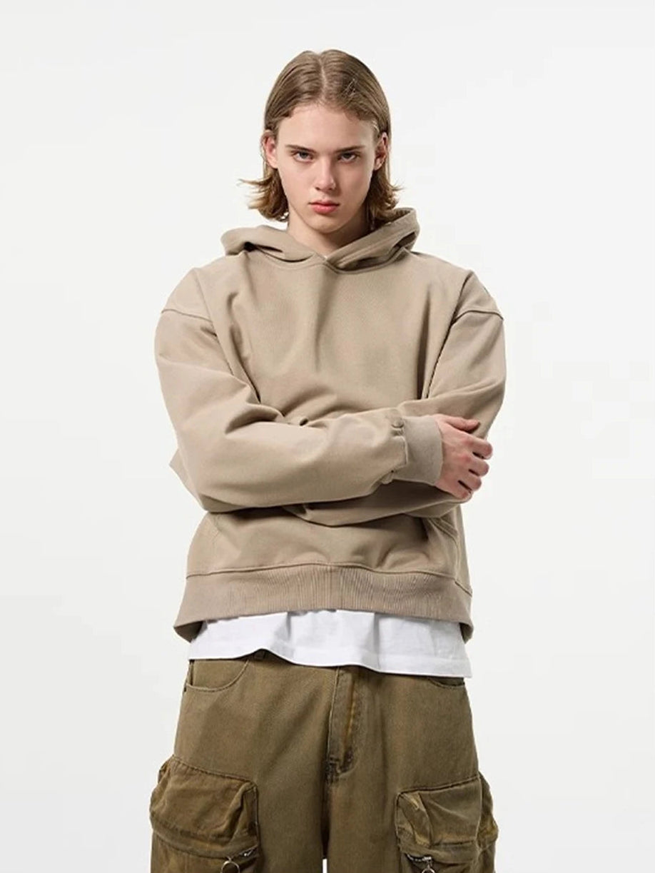 Y2K Autumnal Drop Shoulder Plain Hoodie
