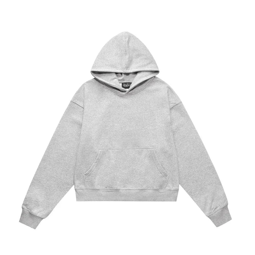 Y2K Autumnal Drop Shoulder Plain Hoodie