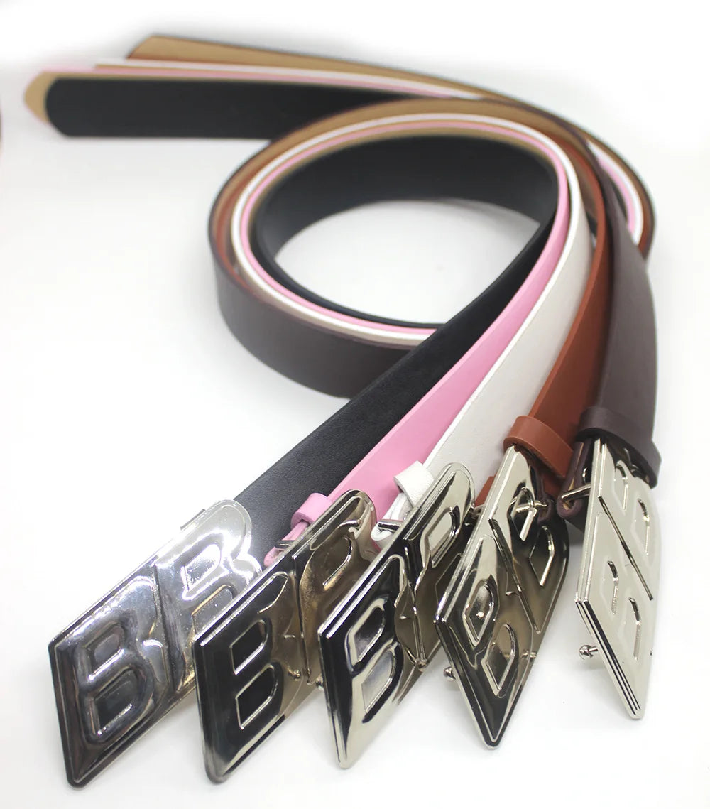 Y2K BB Buckle Leather Belt