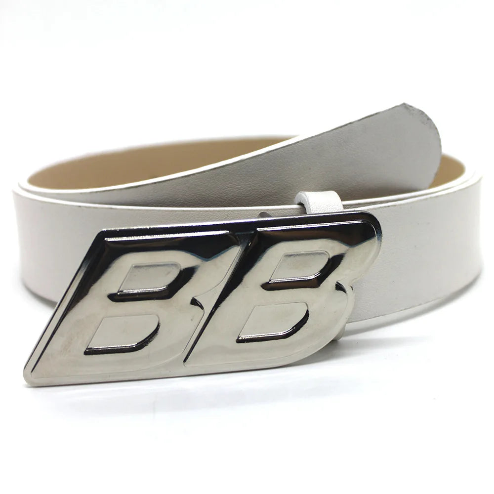 Y2K BB Buckle Leather Belt