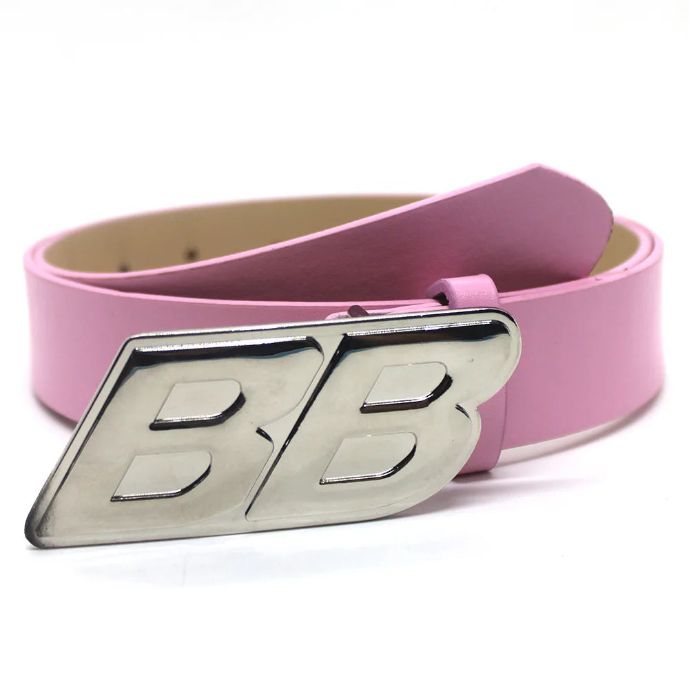 Y2K BB Buckle Leather Belt