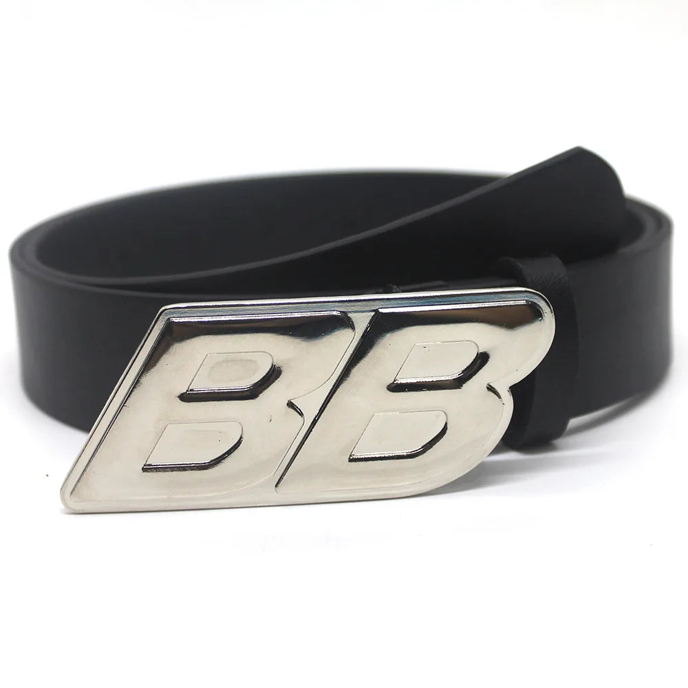 Y2K BB Buckle Leather Belt