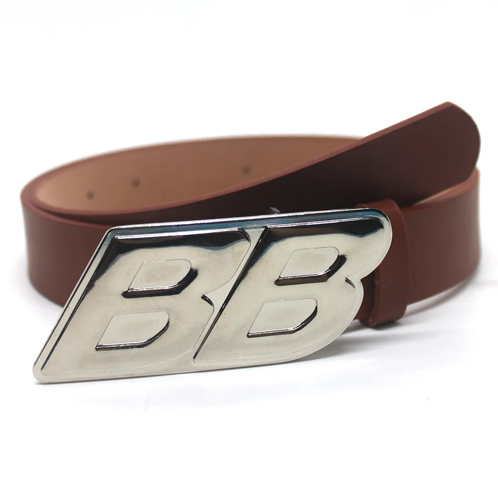 Y2K BB Buckle Leather Belt