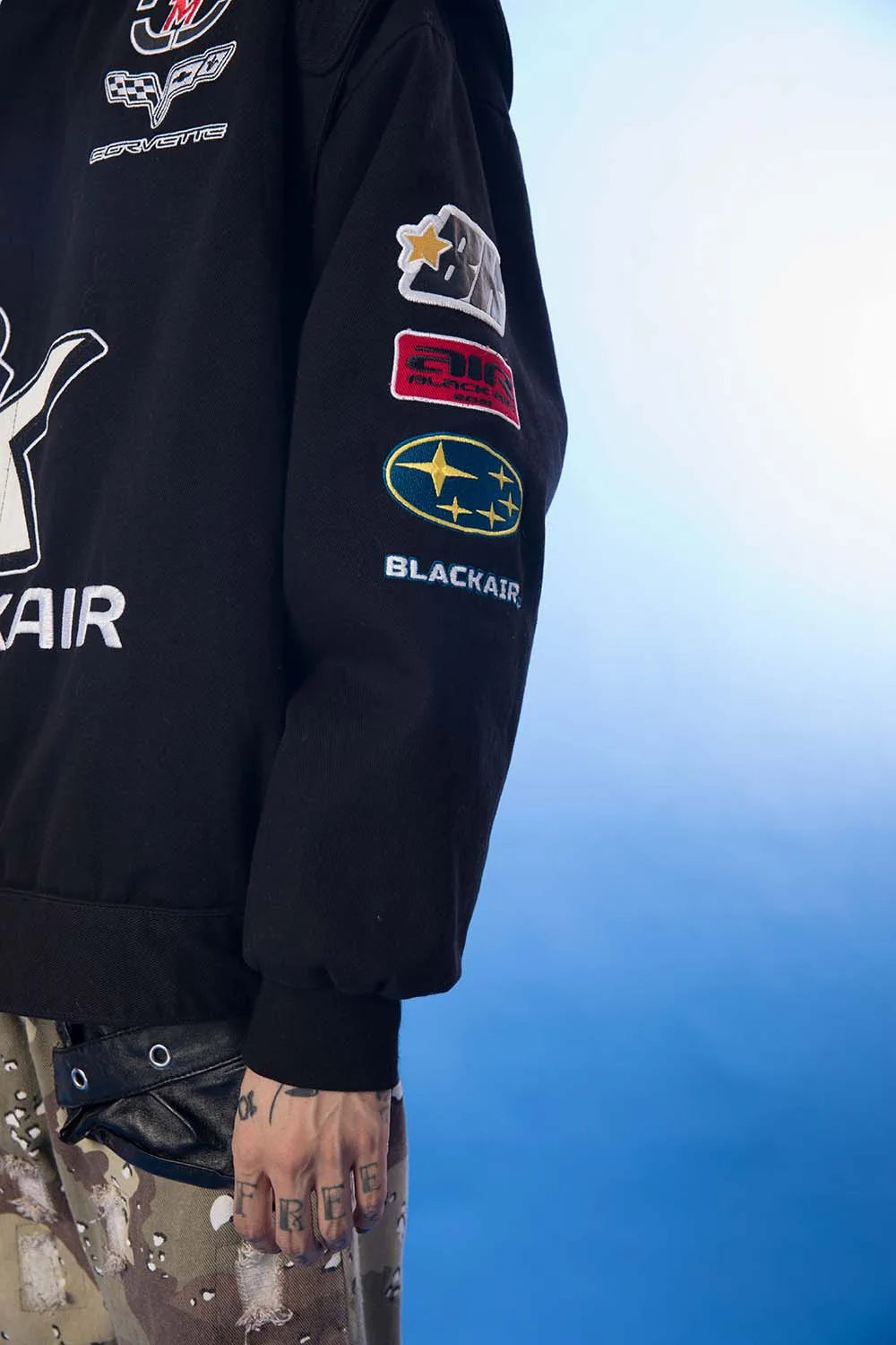 Y2K BK Embroidered Crew Moto Jacket