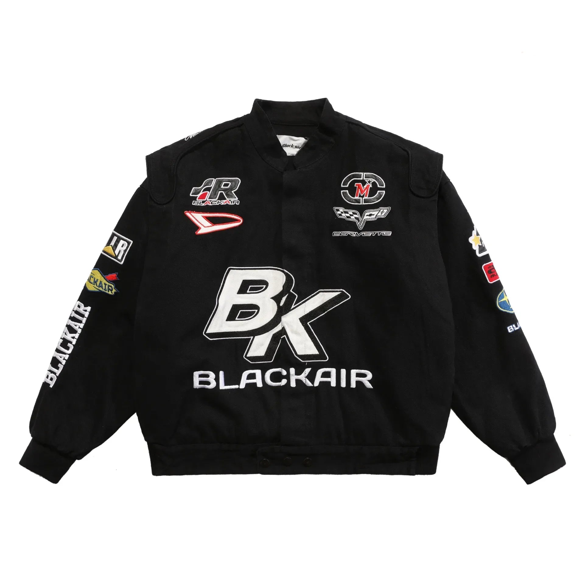 Y2K BK Embroidered Crew Moto Jacket