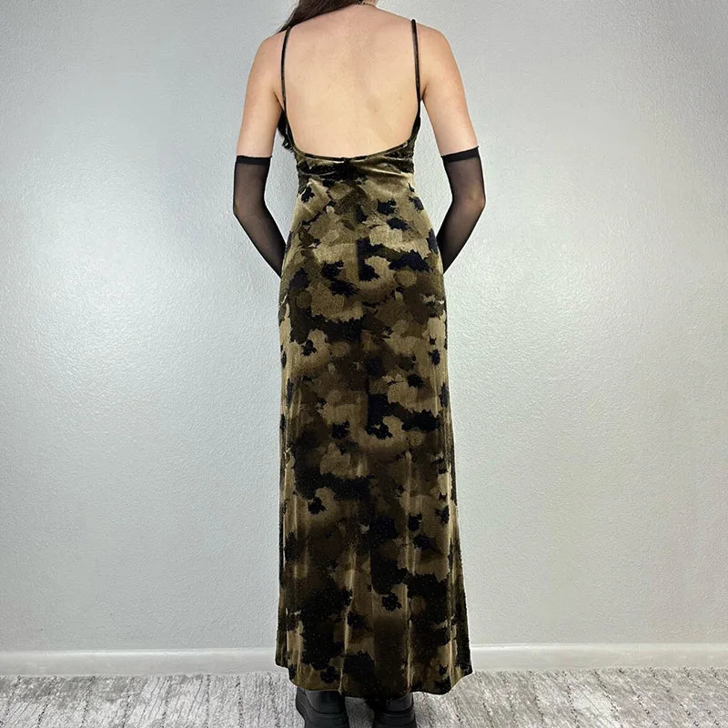 Y2K Backless Floral Maxi Skirt