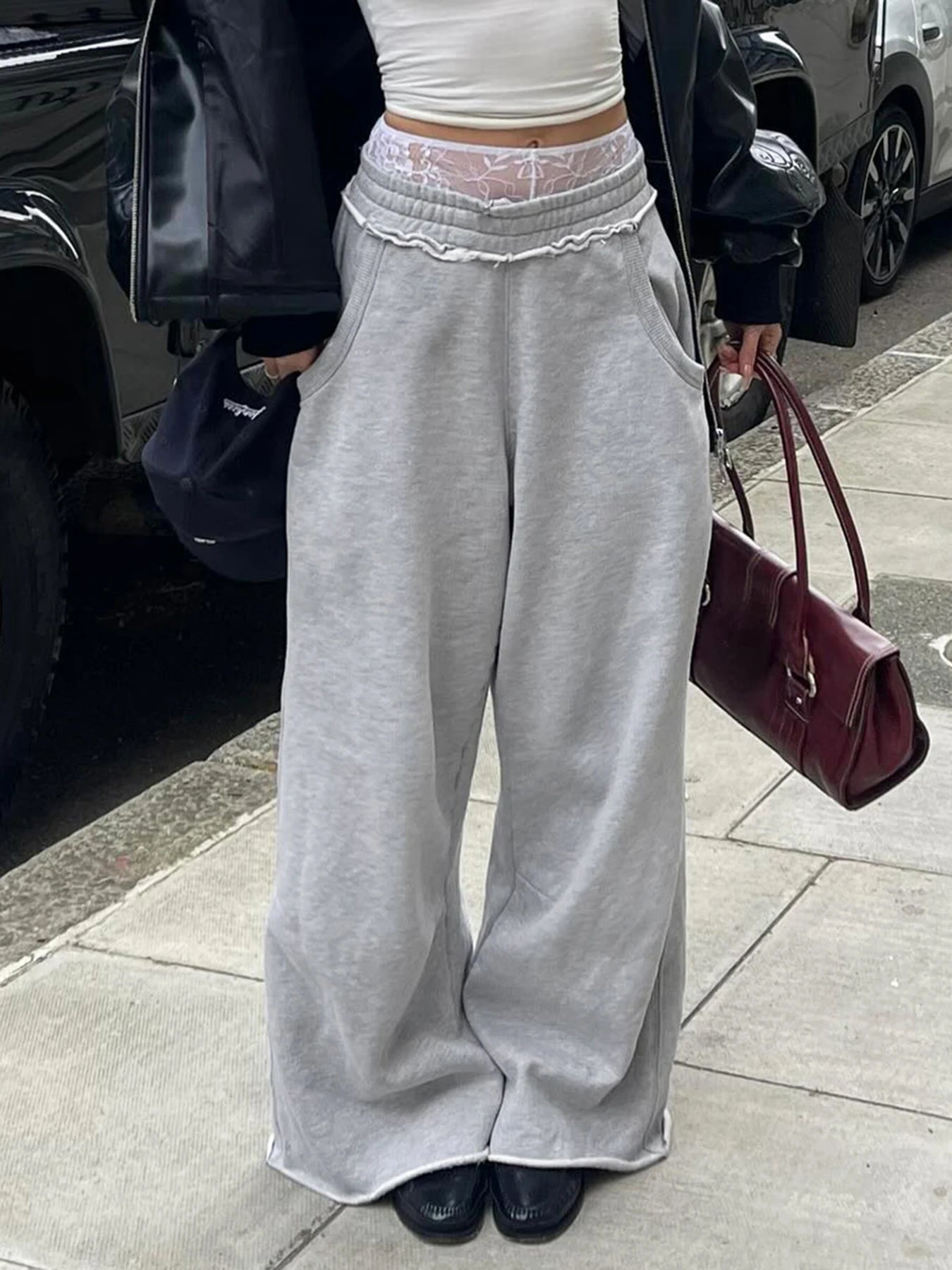 Y2K Baggy Grey Low Rise Sweatpants Jogger