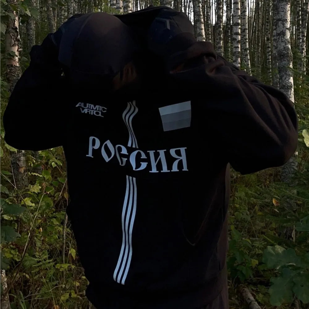 Y2K Baggy Russia Graphic Hoodie