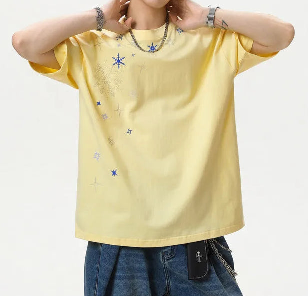 Y2K Baggy Snowflake Rhinestone T Shirt