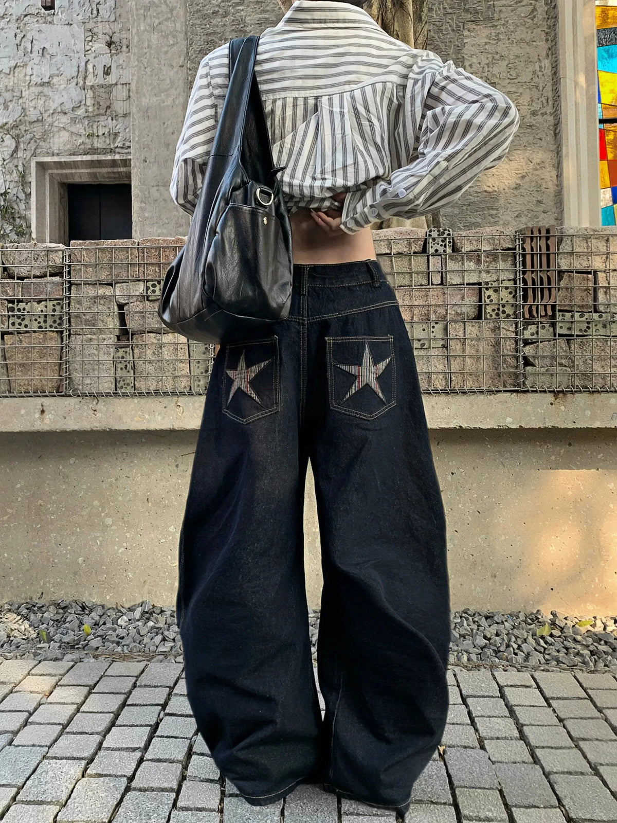Y2K Baggy Star Embroidered Grunge Denim Jeans