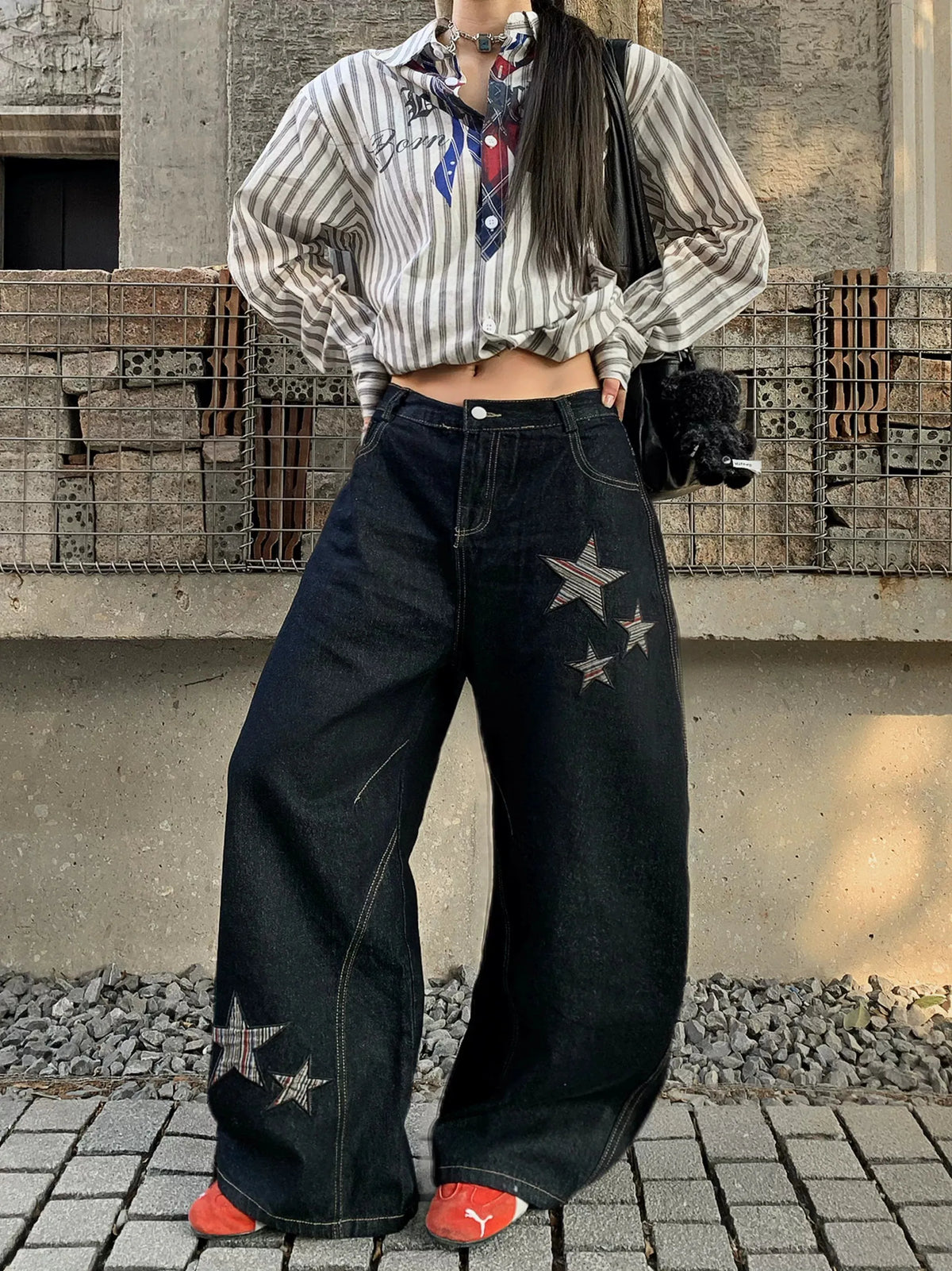 Y2K Baggy Star Embroidered Grunge Denim Jeans