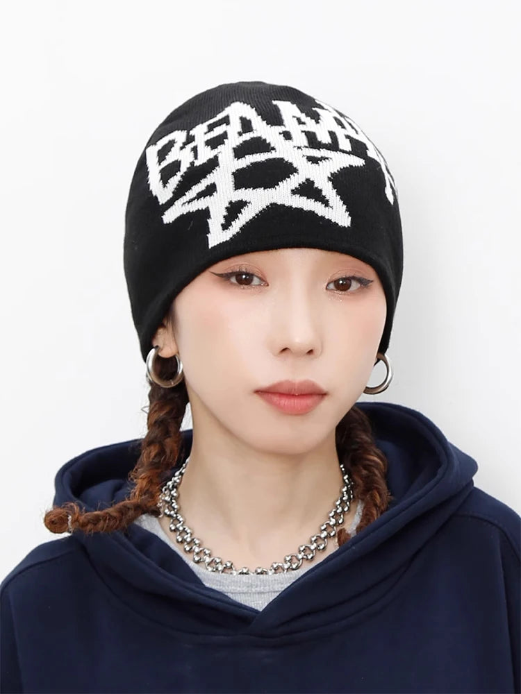 Y2K Beam Star Graphic Beanie