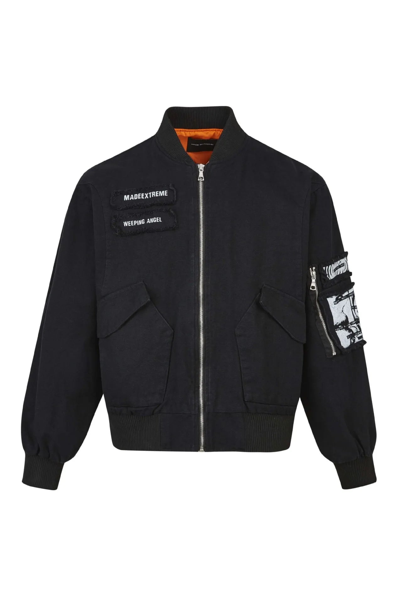 Y2K Big Pocket Embroidered Patch Bomber Jacket