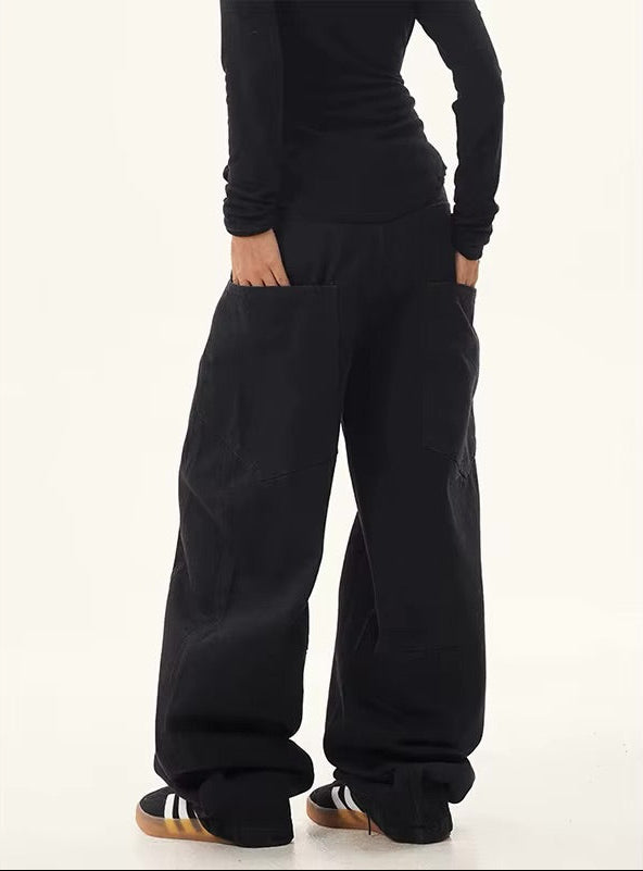Y2K Black Vintage Oversized Cargo Trousers