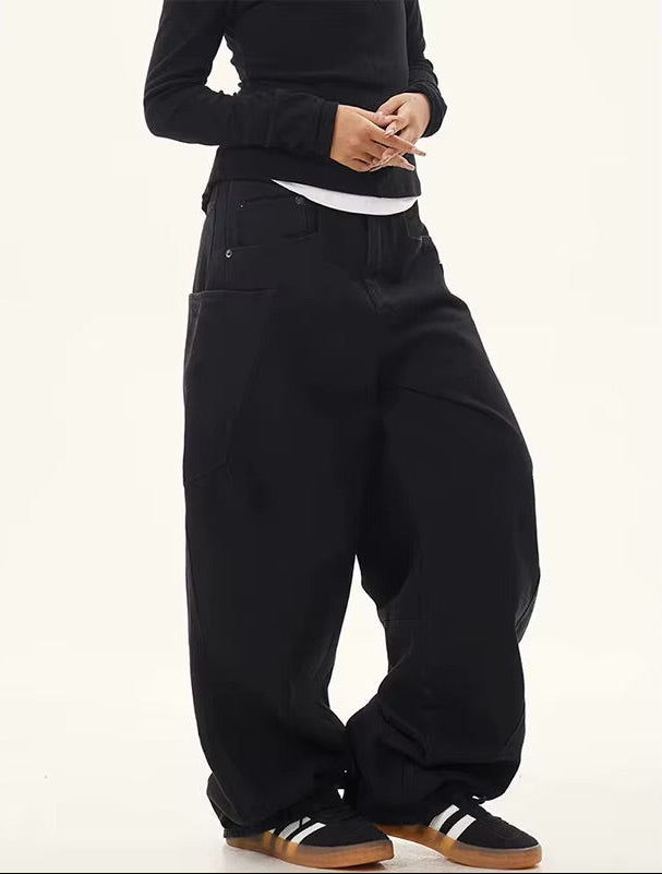 Y2K Black Vintage Oversized Cargo Trousers