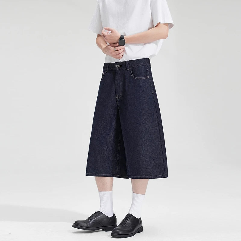 Y2K Black Wash Baggy Long Denim Shorts Jorts