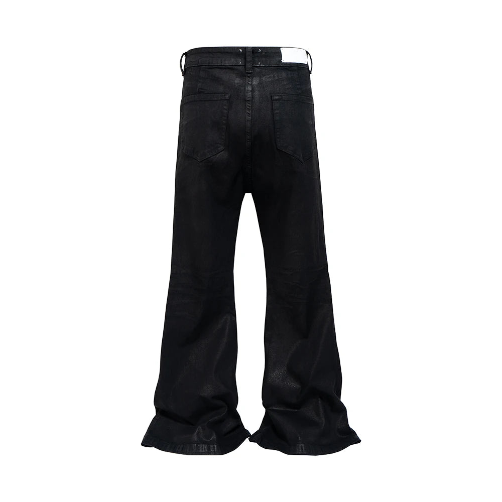 Y2K Black Waxed Boot Cut Jeans