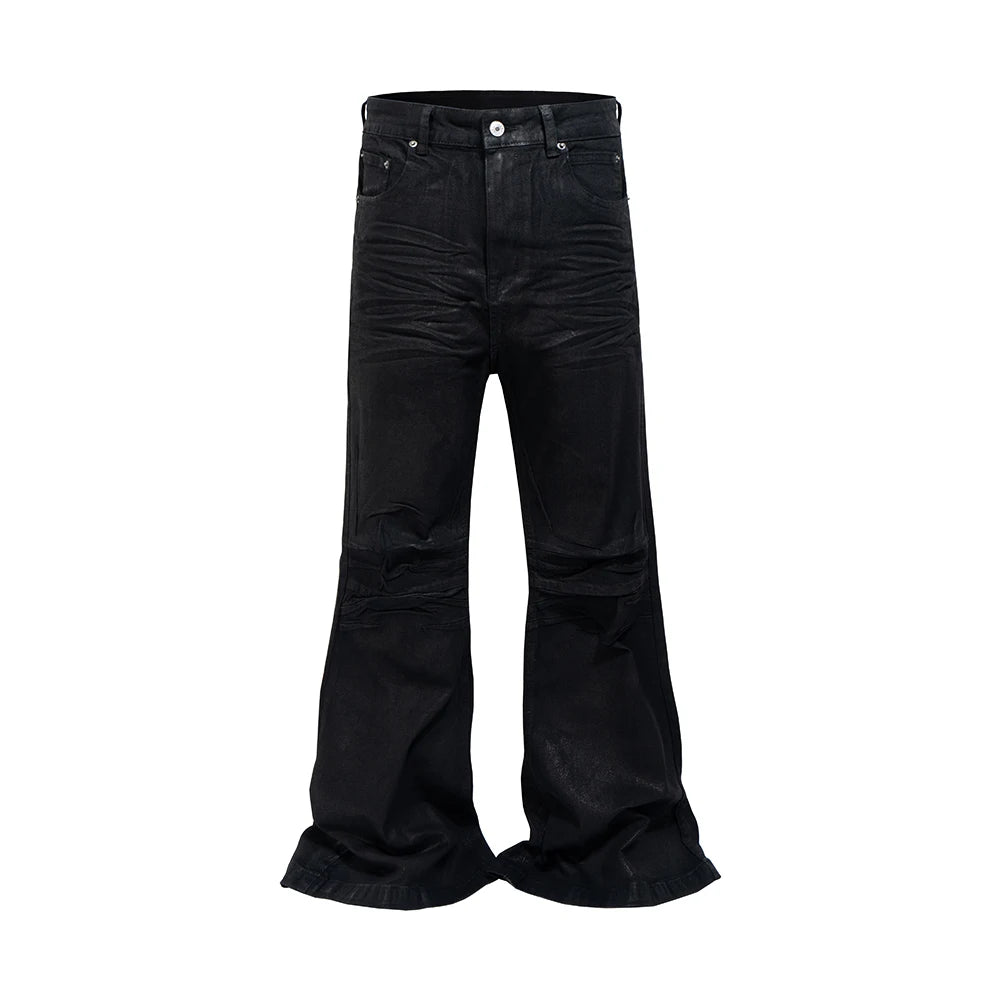 Y2K Black Waxed Boot Cut Jeans