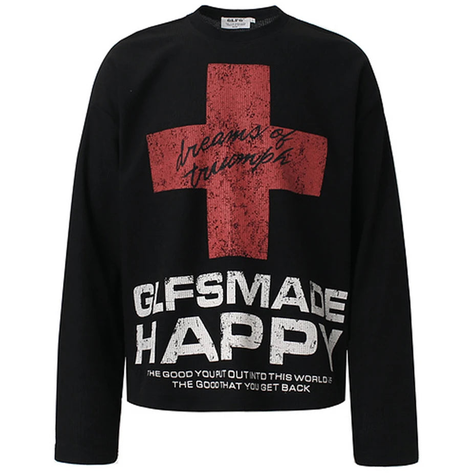Y2K "Bless You" Graphic Long Sleeve Top