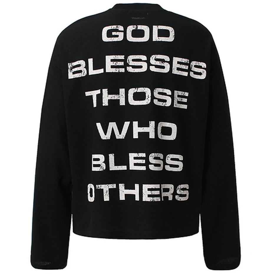 Y2K "Bless You" Graphic Long Sleeve Top