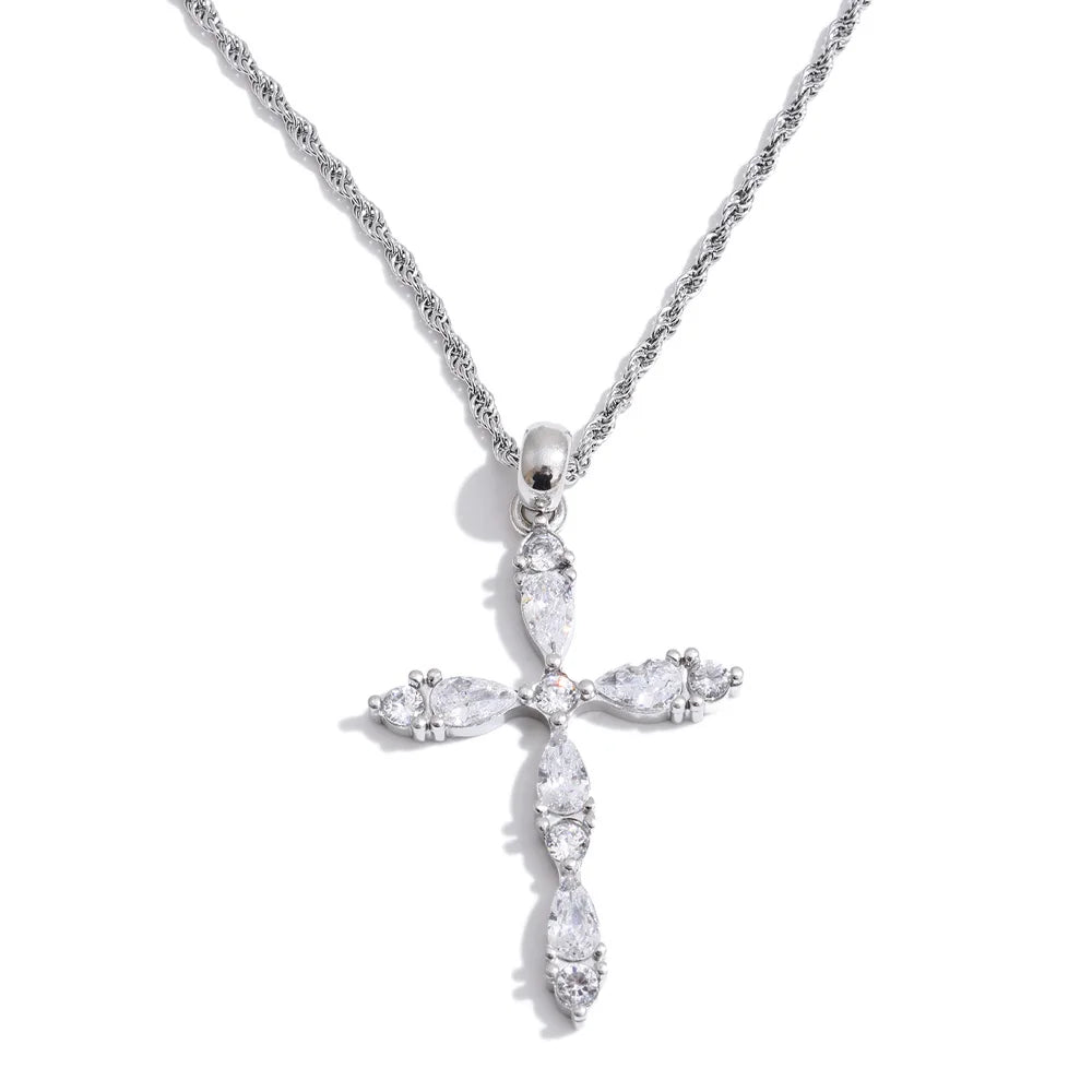 Y2K Bling Cross Pendant Necklace