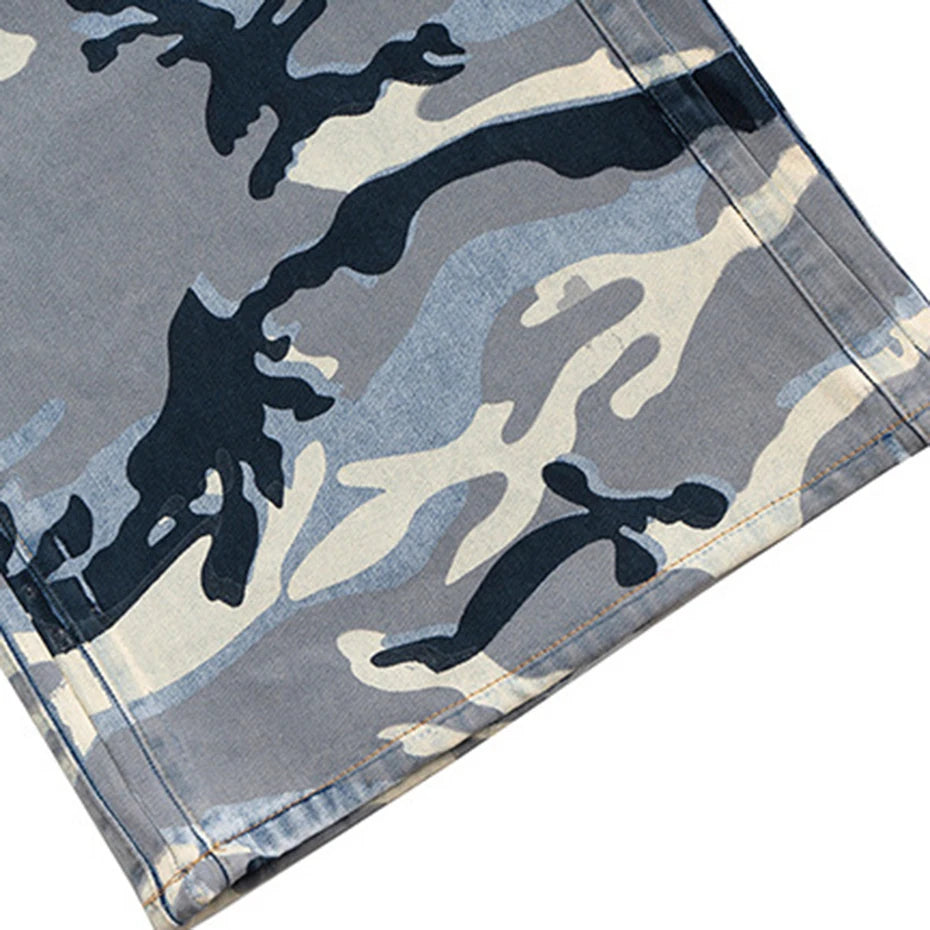 Y2K Blue Camo Wide Leg Baggy Jeans