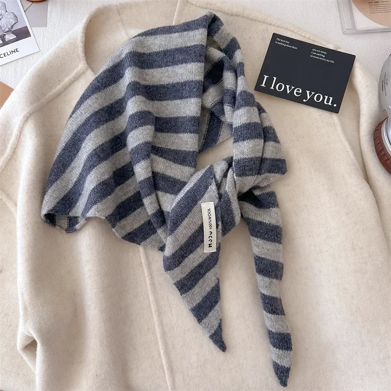 Y2K British Triangle Striped Knitted Scarf