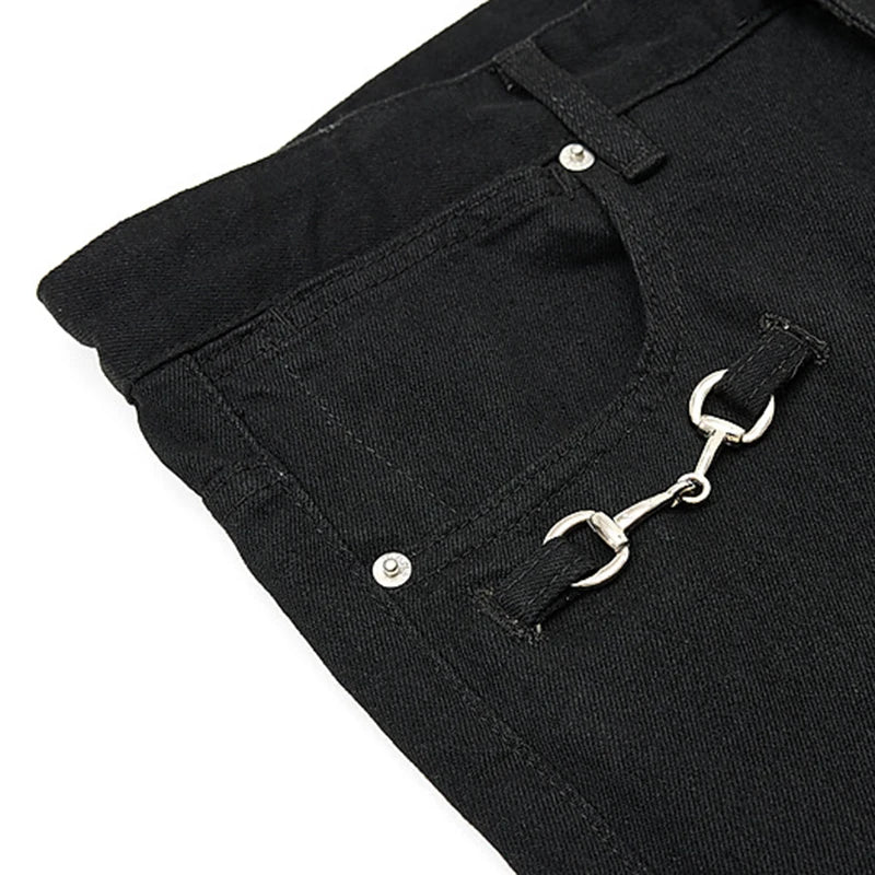 Y2K Buckle Decoration Micro Flared Jeans