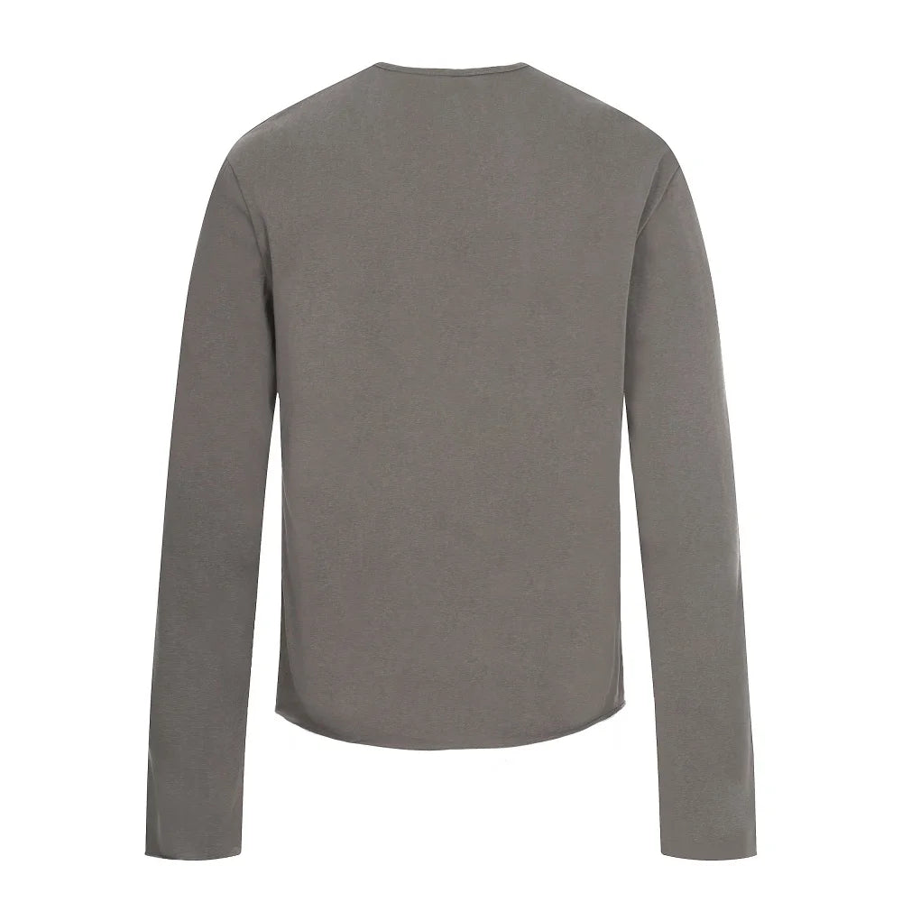 Y2K Button Henley Collar Long Sleeve Top