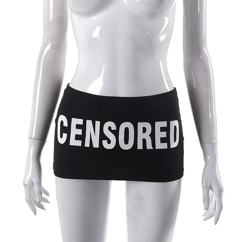 Y2K CENSORED Low Waist Mini Skirt