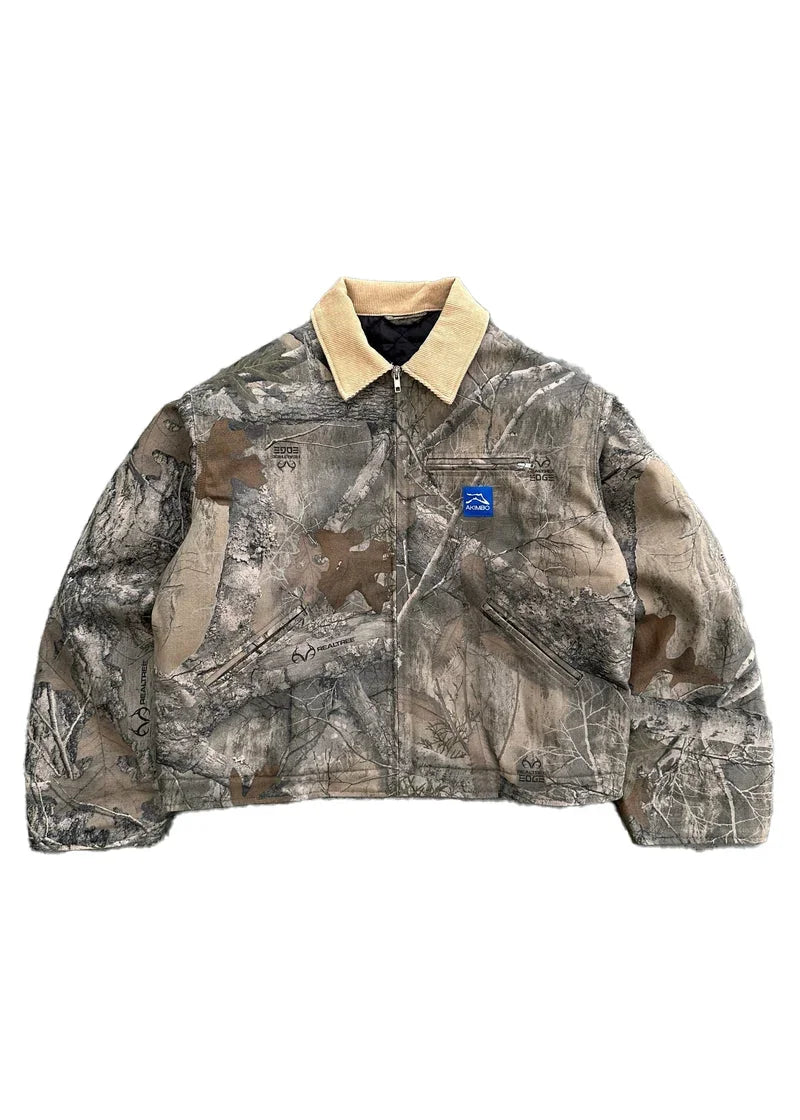 Y2K Camo Long Sleeve Bomber Jacket