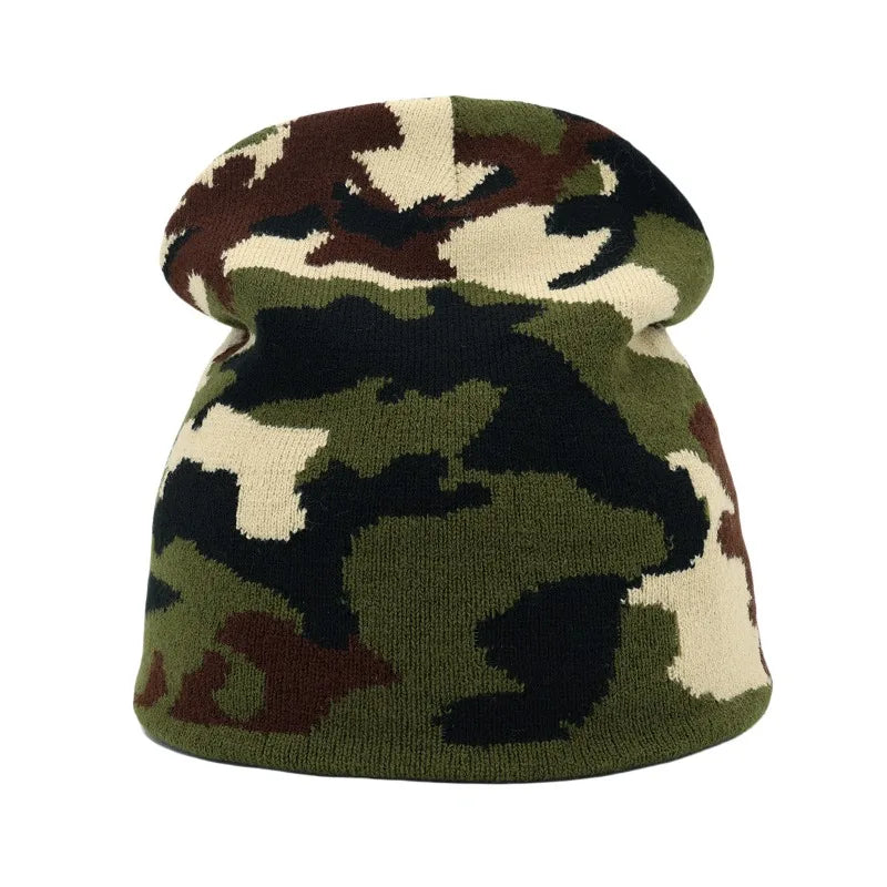 Y2K Camouflage Graphic Knit Beanie