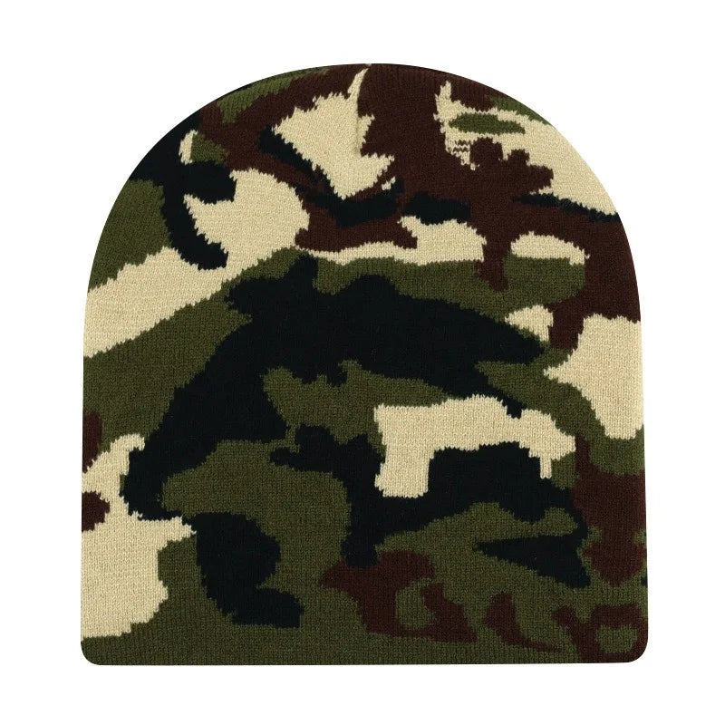 Y2K Camouflage Graphic Knit Beanie