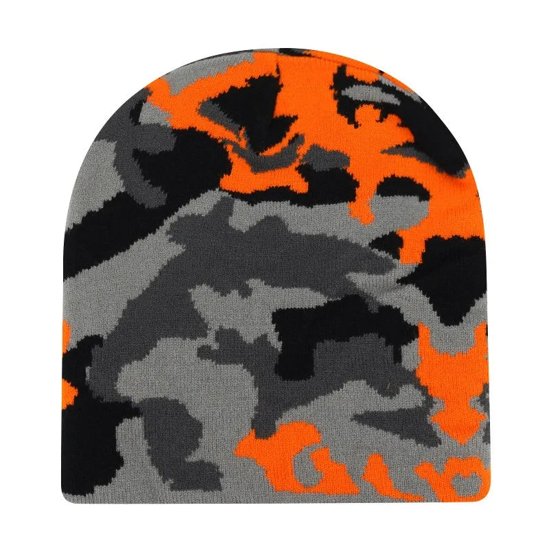Y2K Camouflage Graphic Knit Beanie