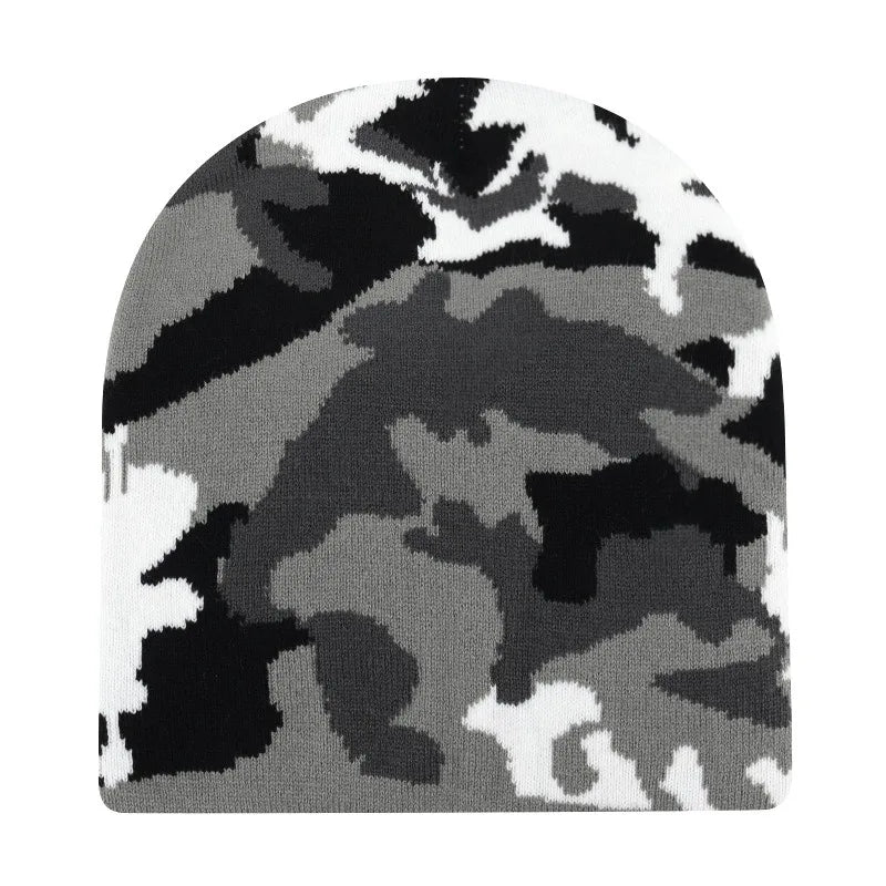 Y2K Camouflage Graphic Knit Beanie
