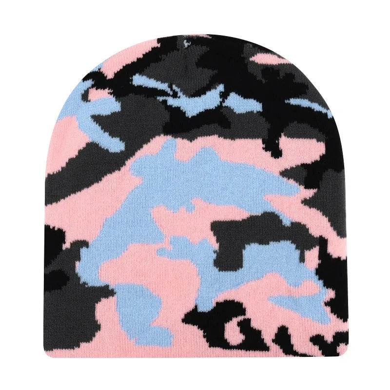 Y2K Camouflage Graphic Knit Beanie